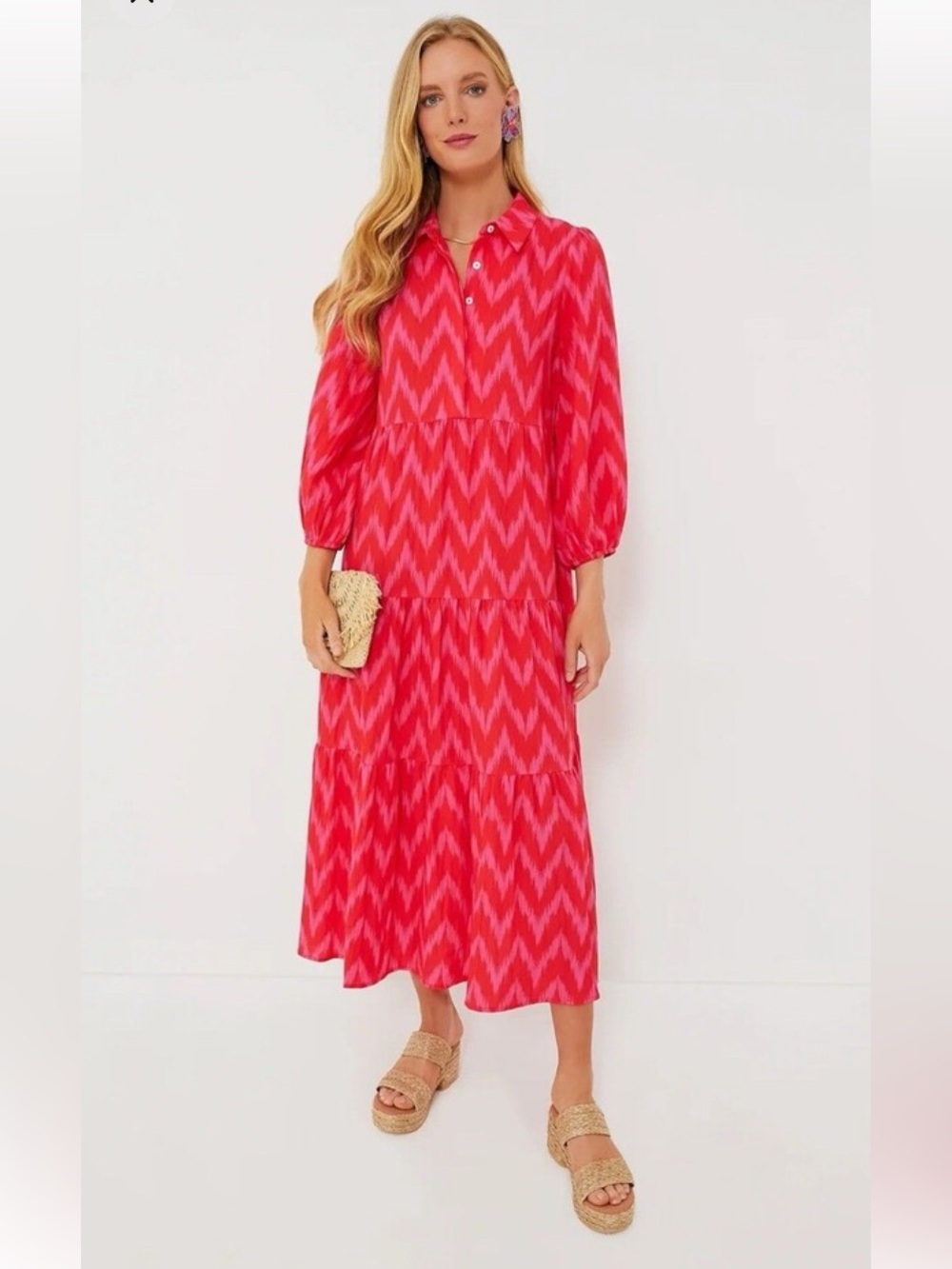 Tuckernuck Pomander Place Ikat Mabel Hot Pink Maxi Dress